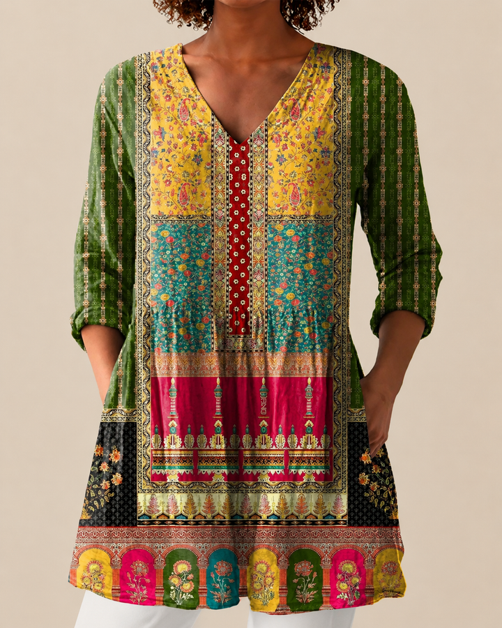 Savenora | Lange Bluse mit ausdrucksstarkem Muster
