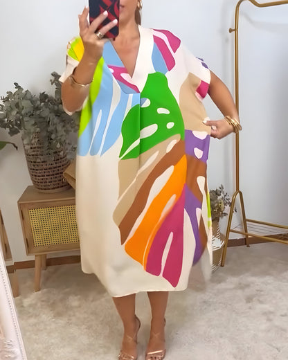 Leafara™ - Lässiges Kleid mit buntem Blattdesign