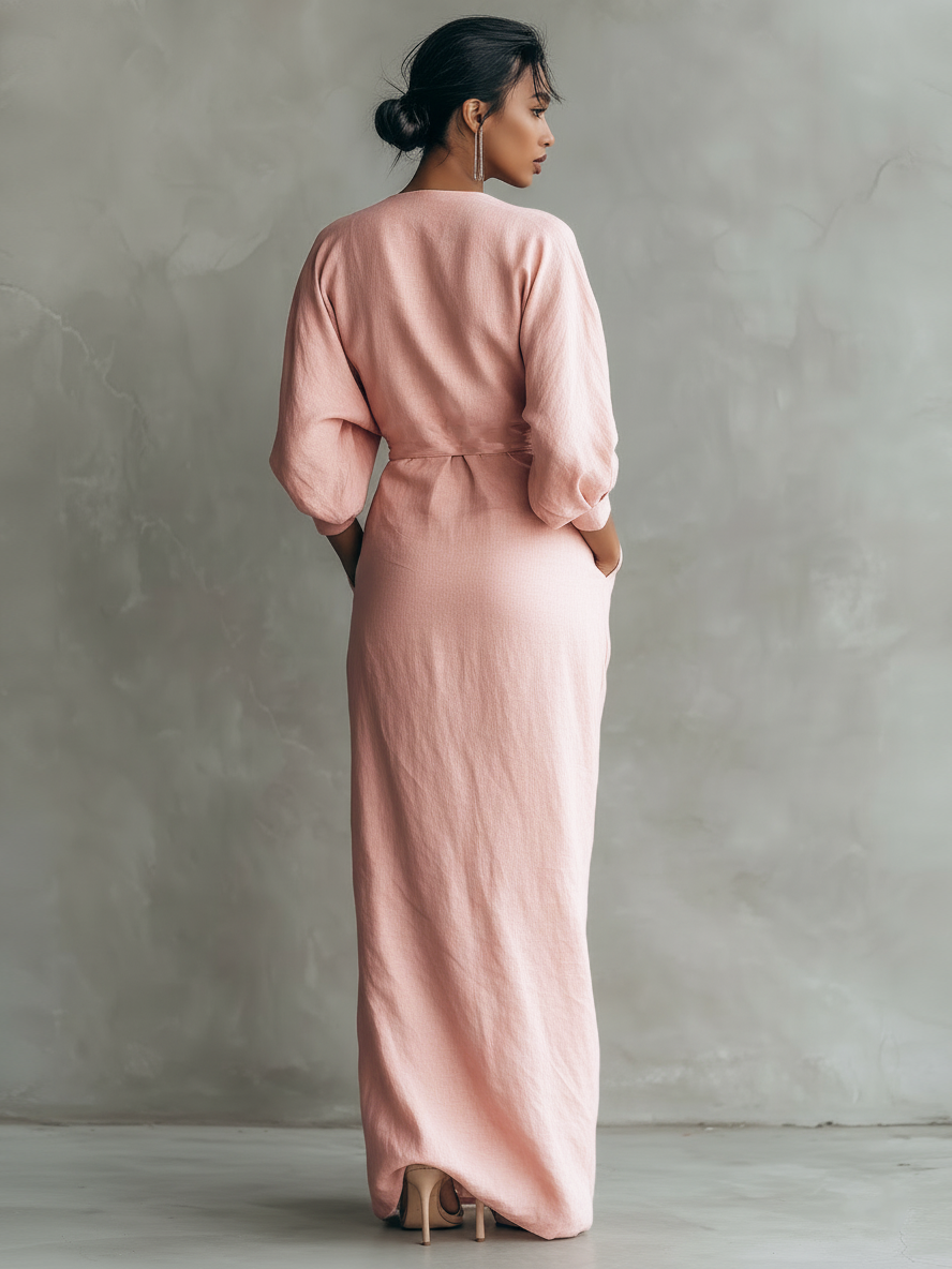 Savenora | Rosa Maxi Kleid V-Hals