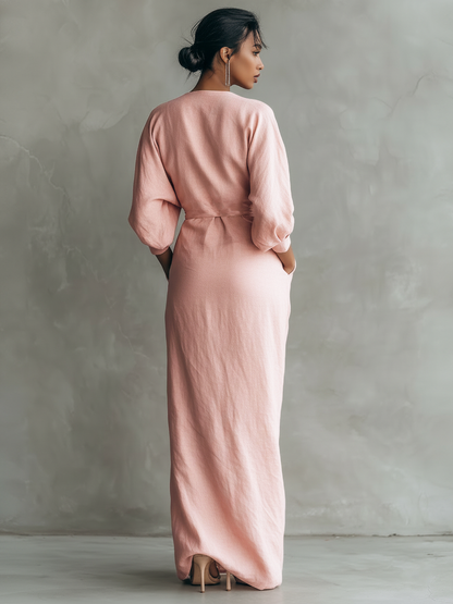 Savenora | Rosa Maxi Kleid V-Hals