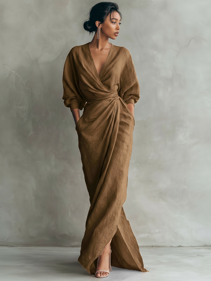 Savenora | Rosa Maxi Kleid V-Hals