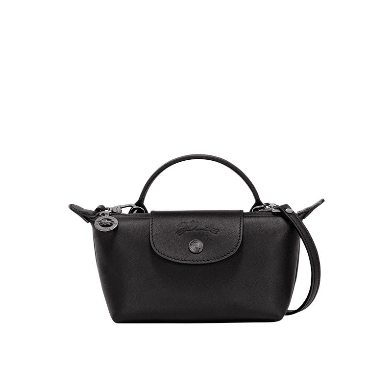 Mini Leder Henkeltasche – Schwarz