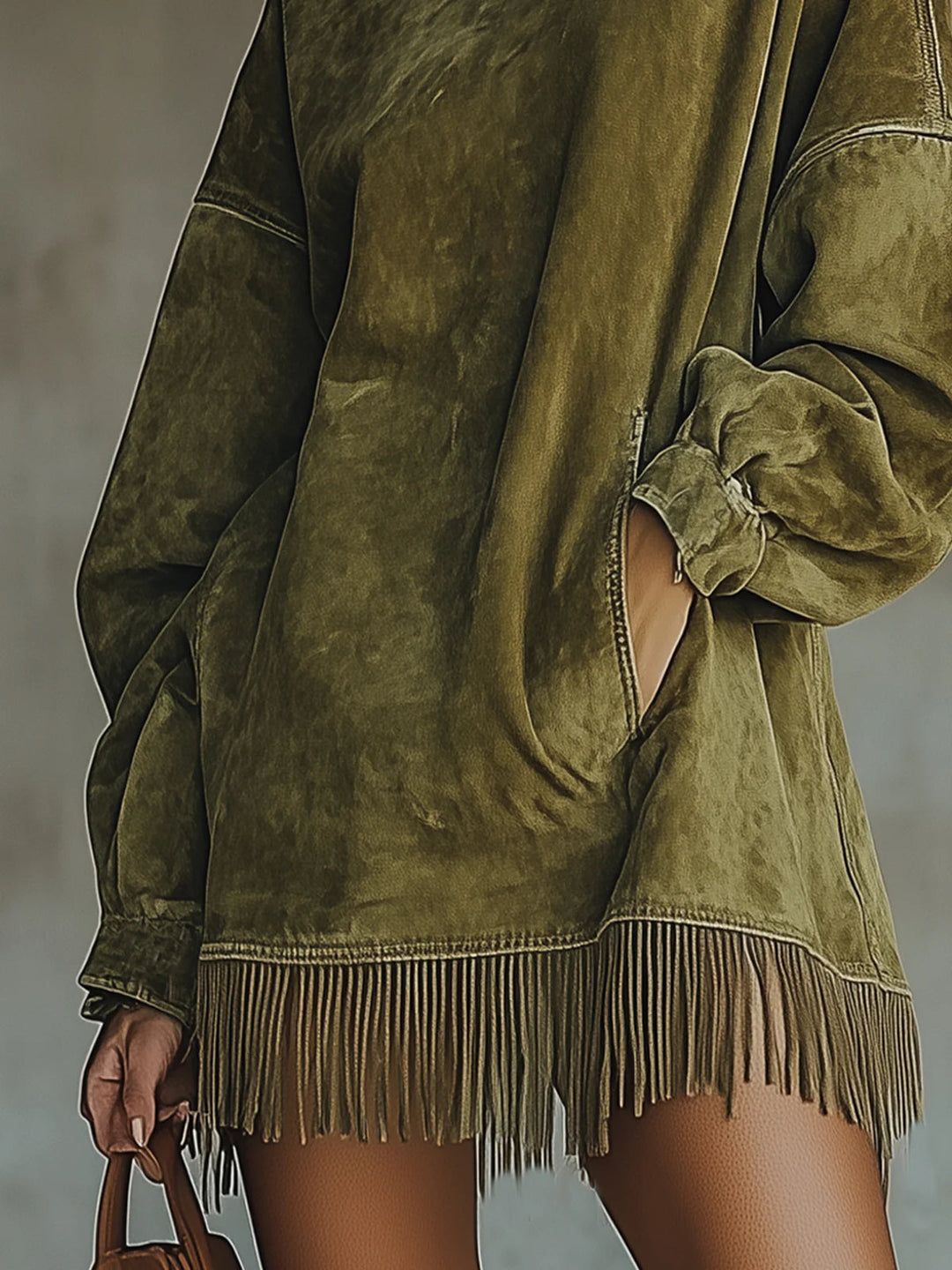 Janine™ - Langärmeliges Fransen-Minikleid