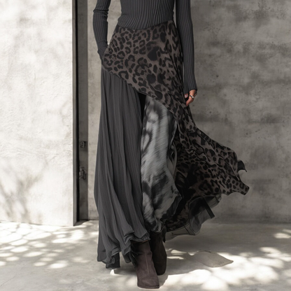Fena™ - Langes Kleid mit Leopardenmuster-Details