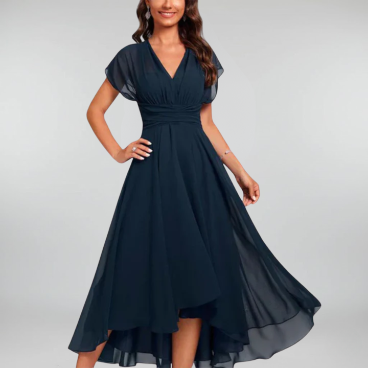 Enid™ – Elegantes Abendkleid mit V-Ausschnitt und fließendem Design