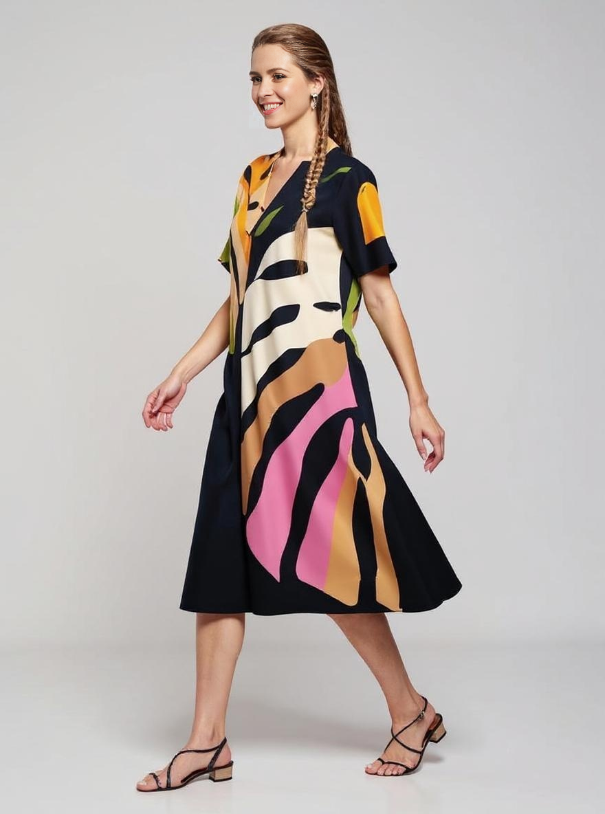 Leafara™ - Lässiges Kleid mit buntem Blattdesign