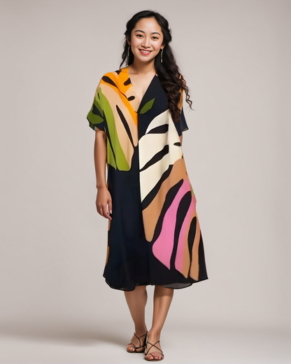 Leafara™ - Lässiges Kleid mit buntem Blattdesign