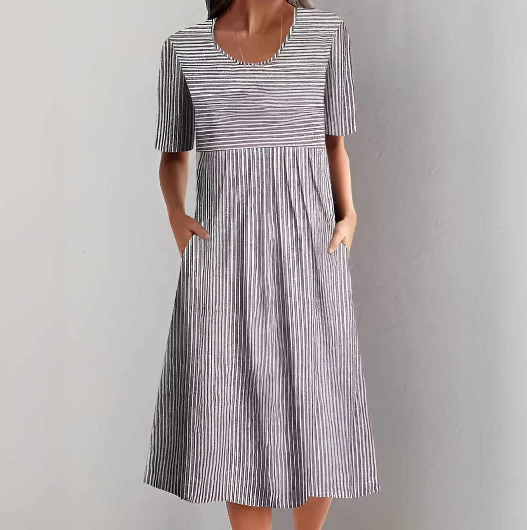 Aquelle™ - Stilvolles Midikleid mit maritimem Streifenmuster