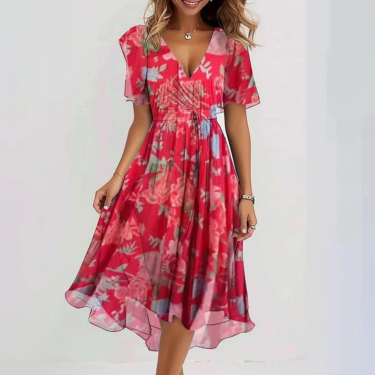 Seraya™ – Elegantes, luftiges Kleid mit taillenbedeckendem Design
