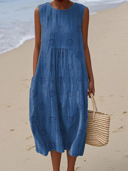 Sara™ Muster-Midi-Kleid