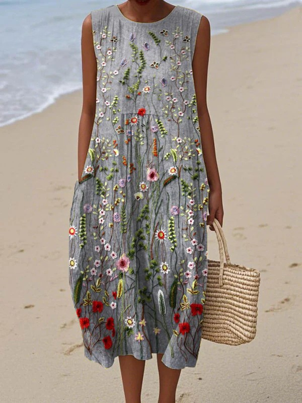 Cara™ Midi-Kleid mit Wildblumen-Design
