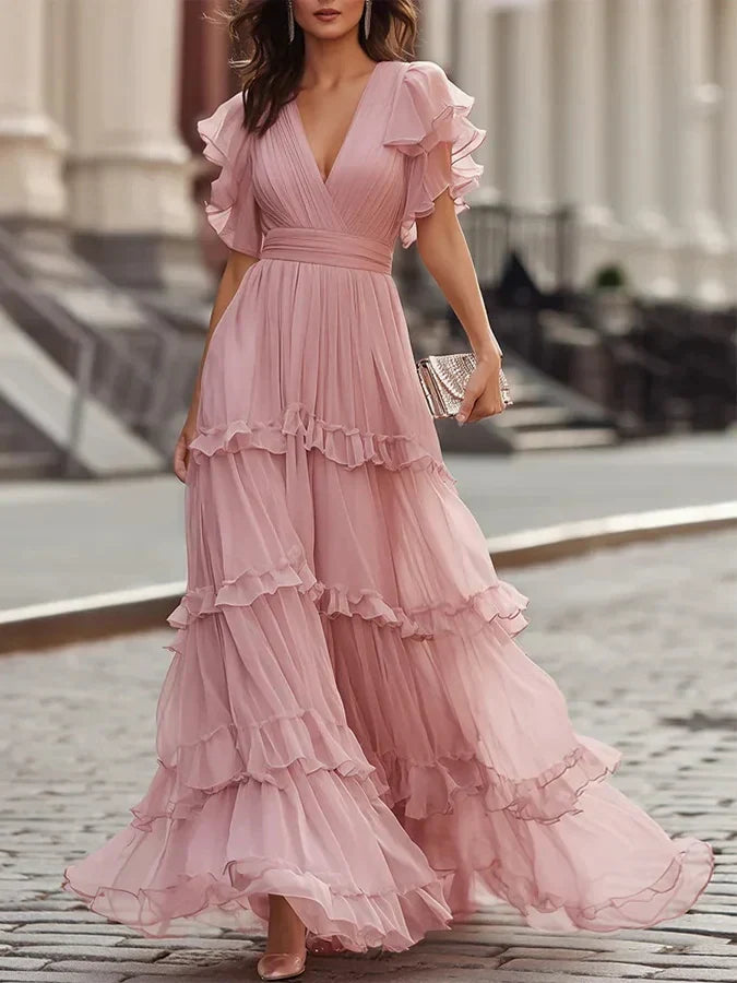 Zoe | Elegantes Maxikleid in Hellrosa für Hochzeiten