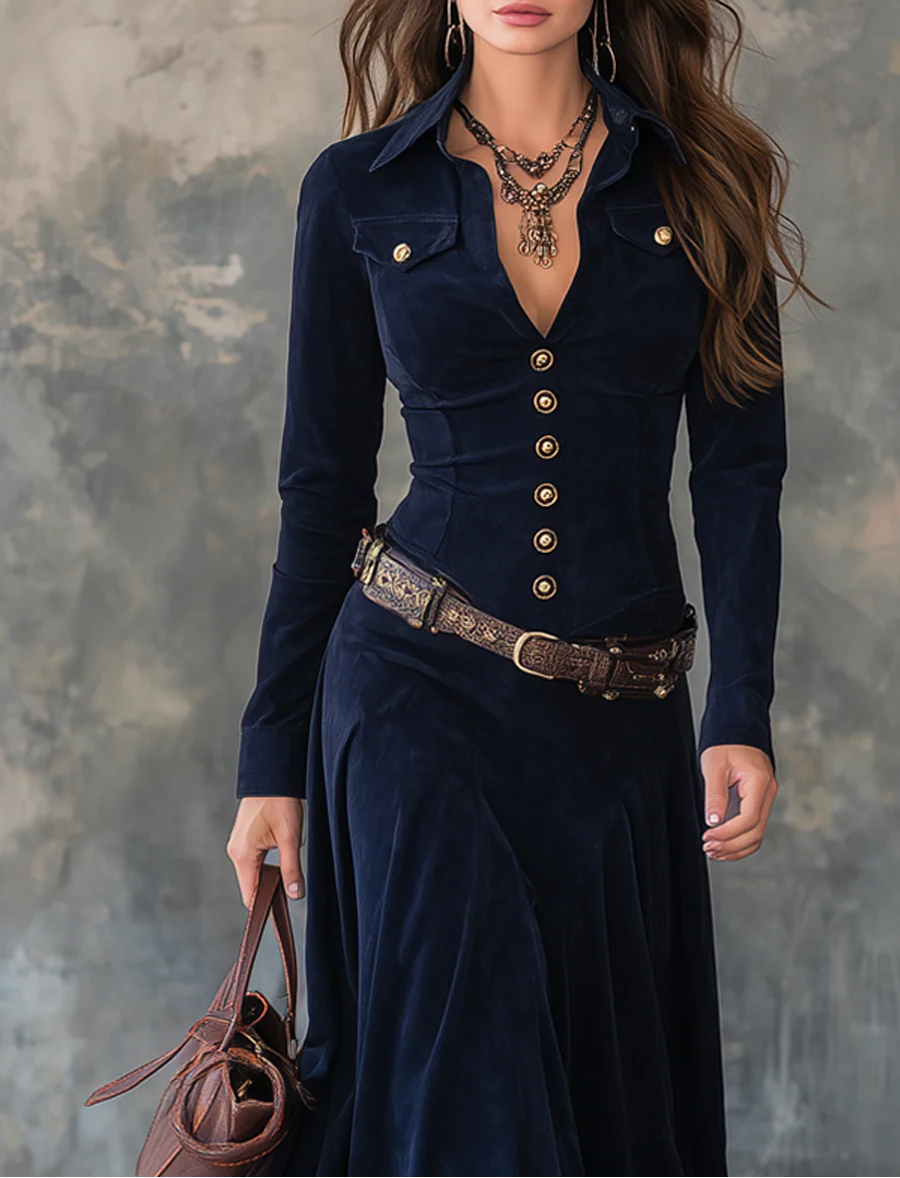 Robie™ – Elegantes Maxikleid in luxuriöser Wildleder-Optik mit passendem Gürtel