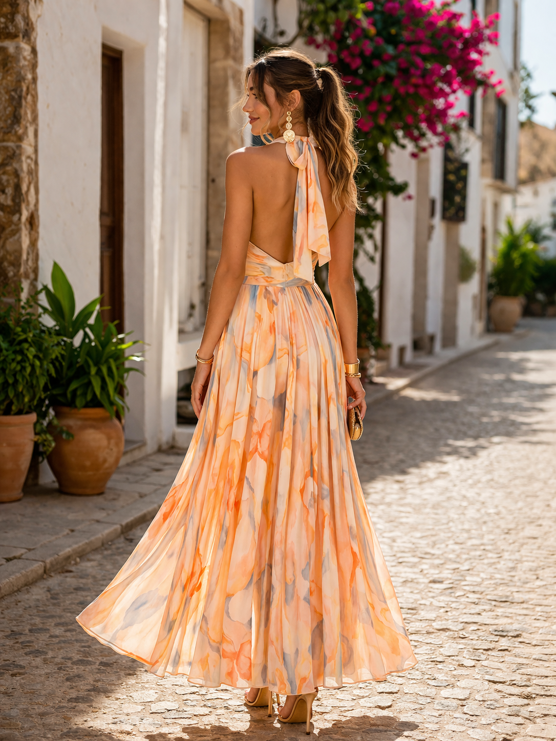 Esther™ | Aquarell-Print Halterkleid