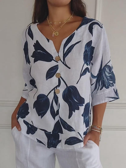 Lara | V-Neck Floral Blouse