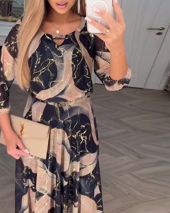 Verelle™ – Stilvolles Kleid mit Print und 3/4-Ärmeln