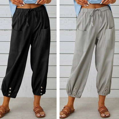 Sommerfeld | Weite Damenhose aus Baumwoll-Leinen-Mix