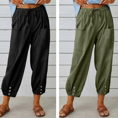 Sommerfeld | Weite Damenhose aus Baumwoll-Leinen-Mix