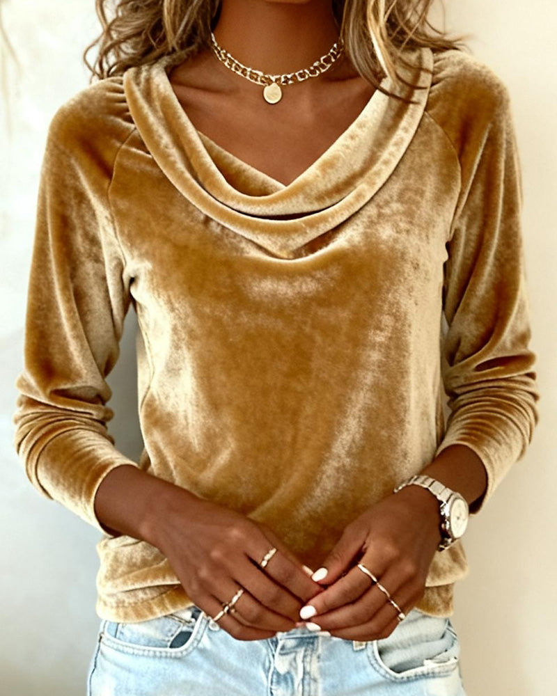 Mary | Elegante Bluse mit bernsteinfarbenem Falten-Design