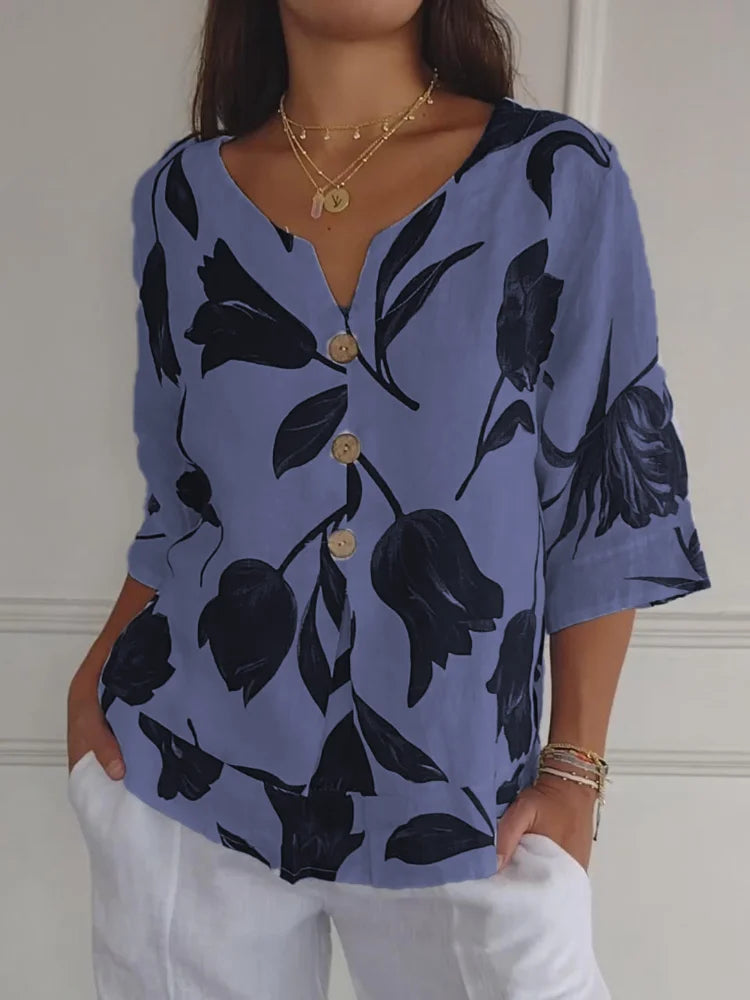 Lara | V-Neck Floral Blouse