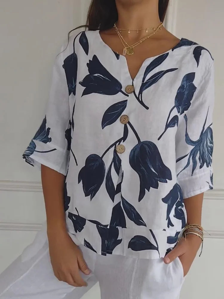 Lara | V-Neck Floral Blouse