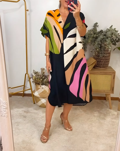 Leafara™ - Lässiges Kleid mit buntem Blattdesign