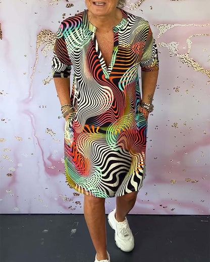 Roya™ - Buntes Kleid mit V-Ausschnitt