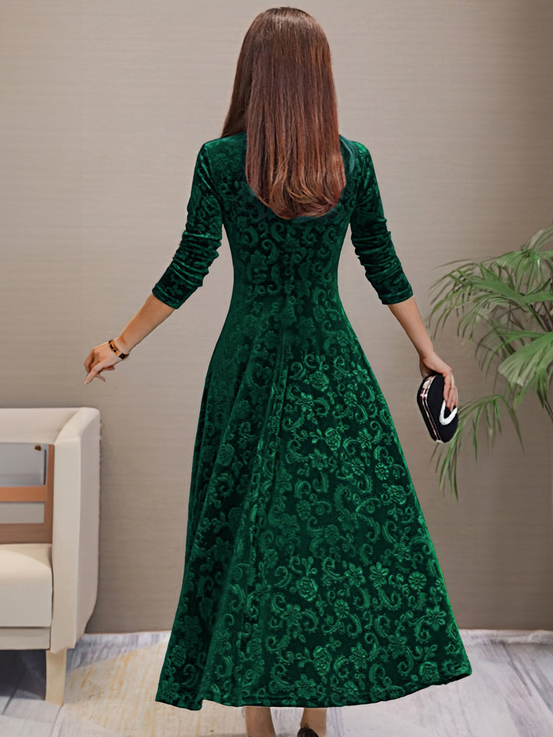 Anny™ - Elegantes Samtkleid mit V-Ausschnitt für festliche Anlässe