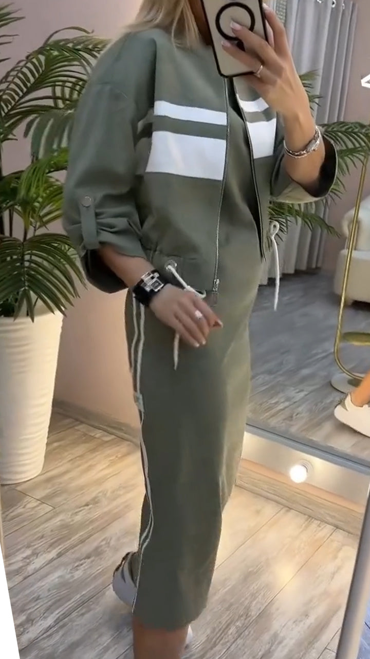 Feyra™ - Elegantes und Lässiges Damen-Set mit Rundhalsausschnitt-Kleid und passender Jacke