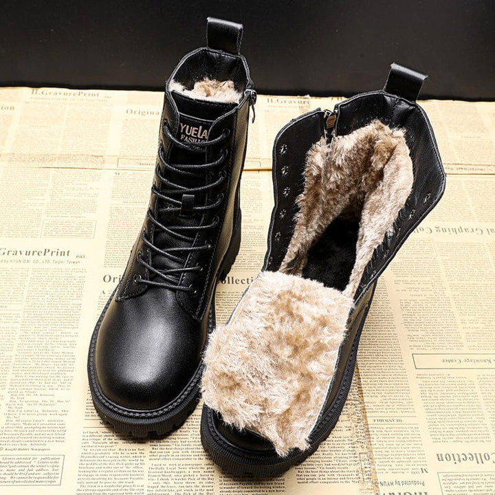 Sommerfeld™ | Stilvolle schwarze Leder-Winterstiefel