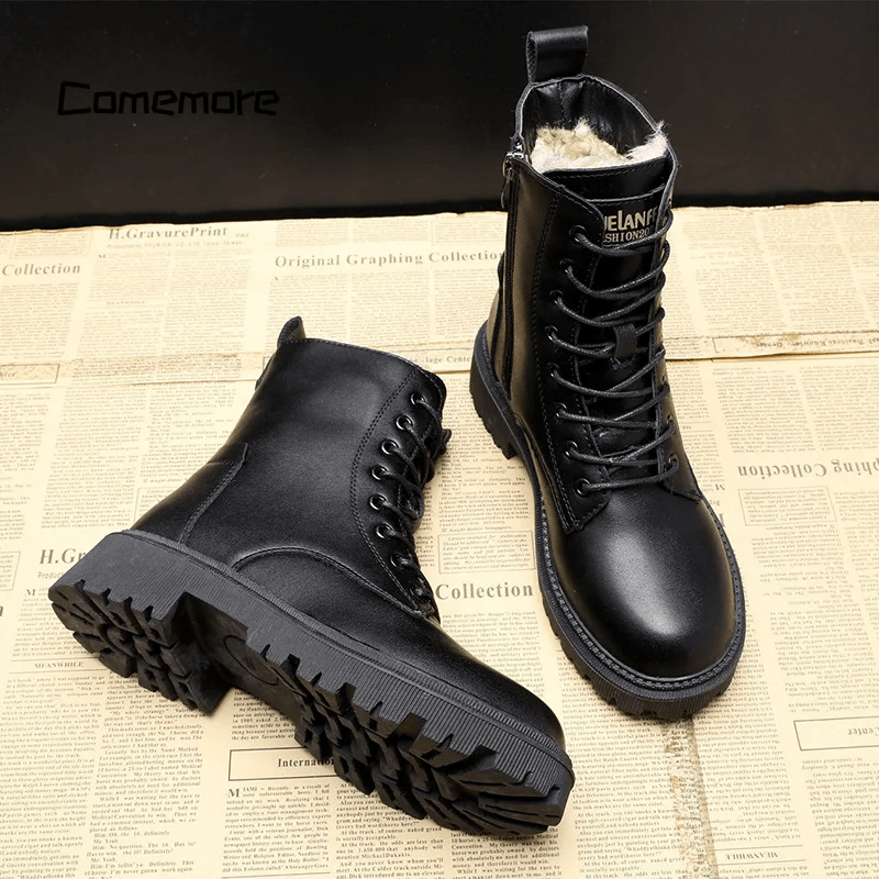 Sommerfeld™ | Stilvolle schwarze Leder-Winterstiefel