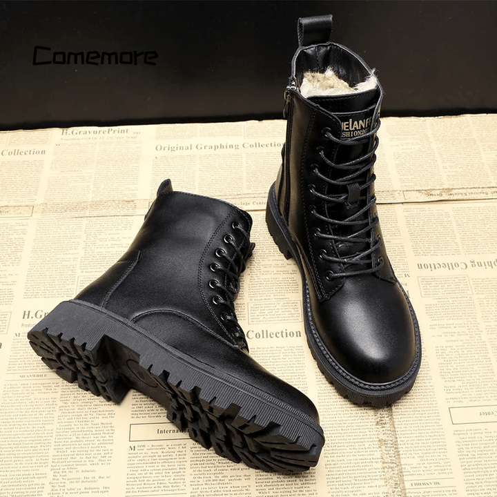 Sommerfeld™ | Stilvolle schwarze Leder-Winterstiefel