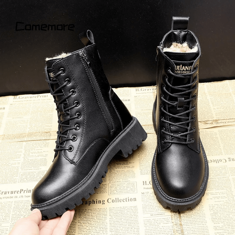 Sommerfeld™ | Stilvolle schwarze Leder-Winterstiefel