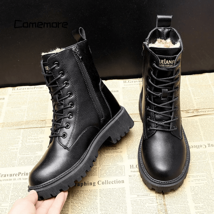 Sommerfeld™ | Stilvolle schwarze Leder-Winterstiefel