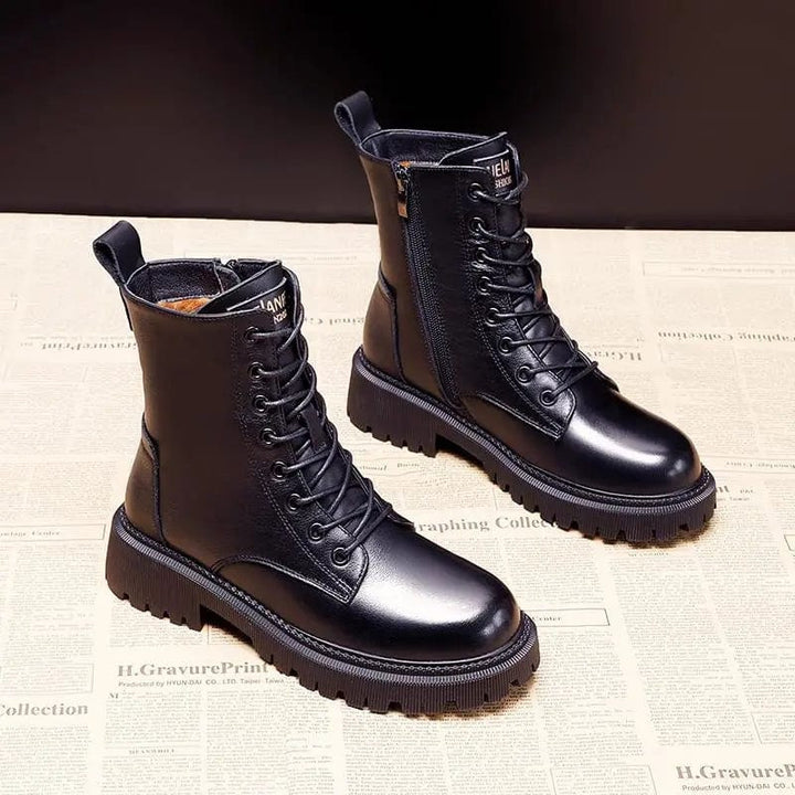 Sommerfeld™ | Stilvolle schwarze Leder-Winterstiefel