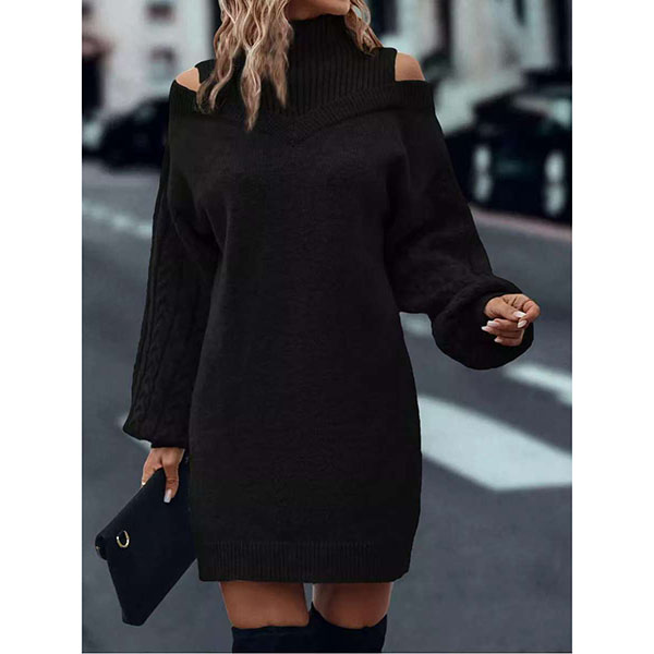 Laira™ – Hochkragenkleid mit Zopfmuster