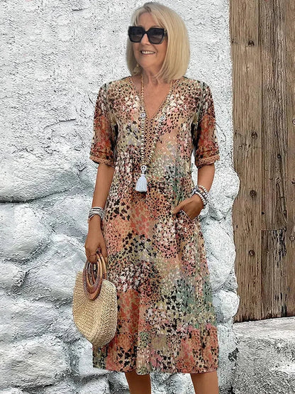 Sommerfeld | Leichtes V-Ausschnitt Midikleid