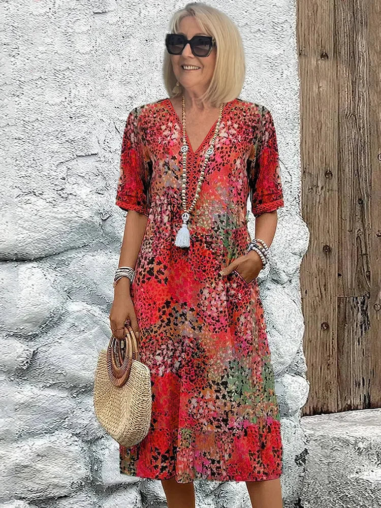 Sommerfeld | Luftiges Midikleid mit V-Ausschnitt