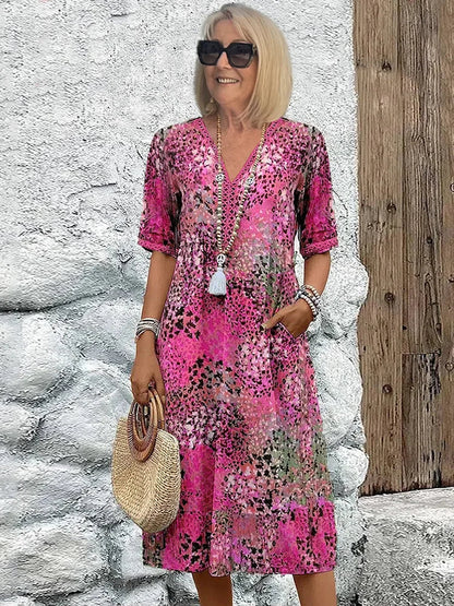 Sommerfeld | Leichtes V-Ausschnitt Midikleid