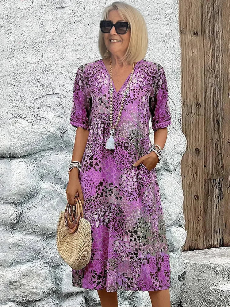 Sommerfeld | Luftiges Midikleid mit V-Ausschnitt