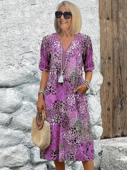 Sommerfeld | Leichtes V-Ausschnitt Midikleid