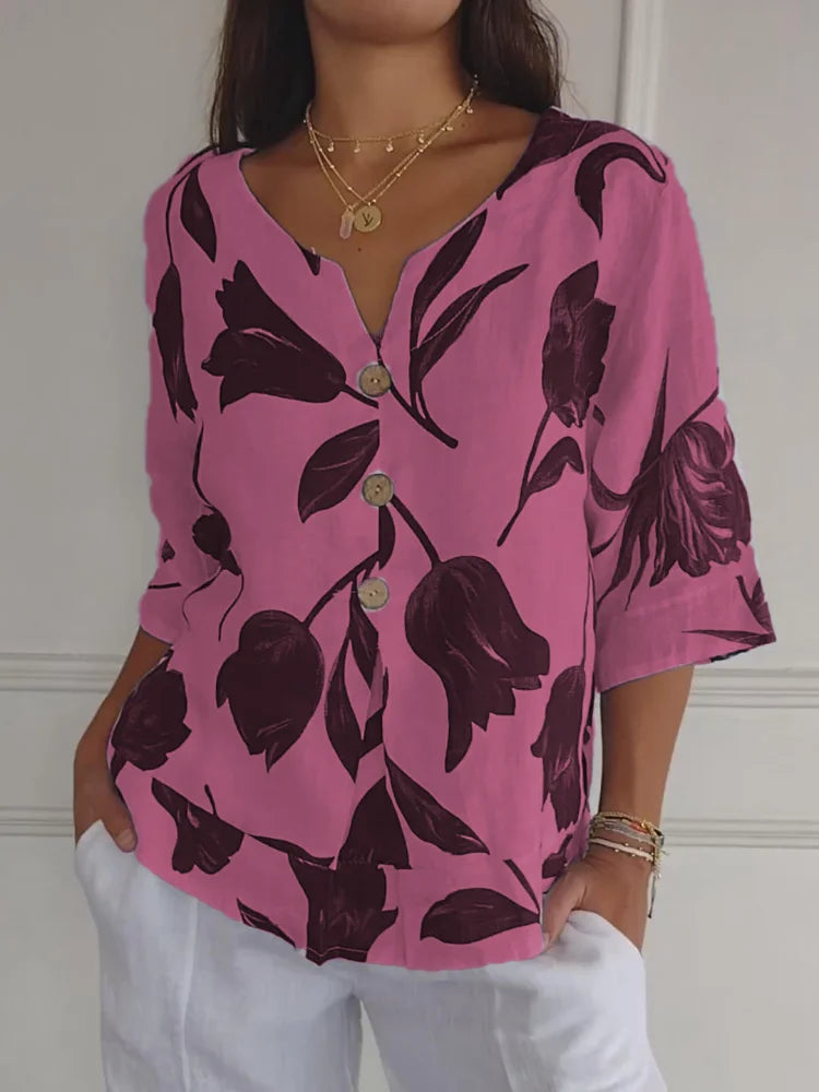 Lara | V-Neck Floral Blouse