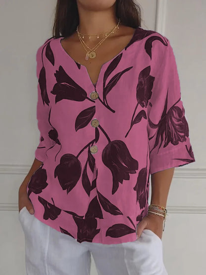 Lara | V-Neck Floral Blouse
