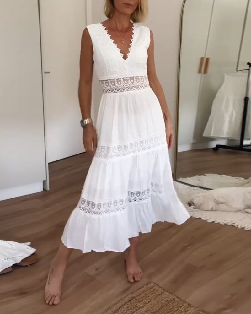 Sora™ – Ärmelloses Boho-Midikleid mit Spitzenakzenten