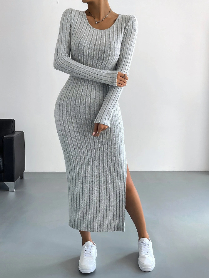 Luxe™ - Rippstrick Bodycon-Kleid mit langen Ärmeln