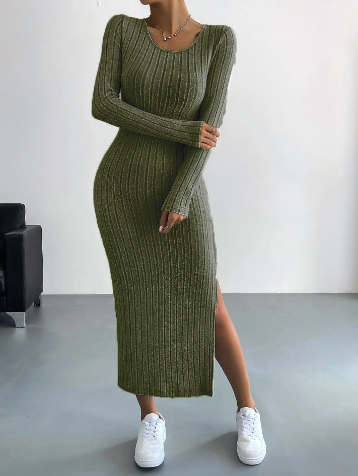 Luxe™ - Rippstrick Bodycon-Kleid mit langen Ärmeln