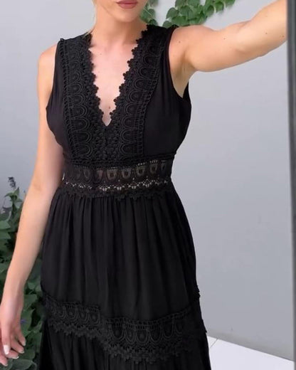 Sora™ – Ärmelloses Boho-Midikleid mit Spitzenakzenten