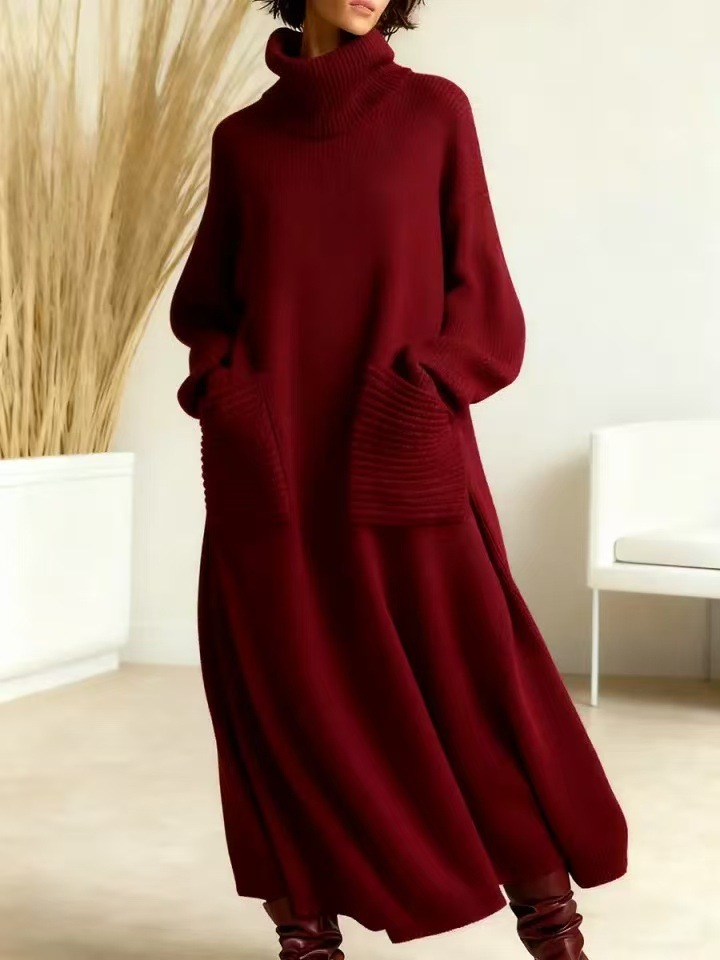 Glenda™ - Damen Oversized Strickkleid mit Rollkragen