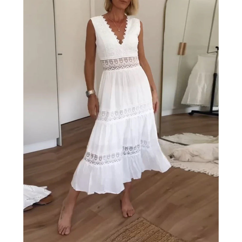Sora™ – Ärmelloses Boho-Midikleid mit Spitzenakzenten