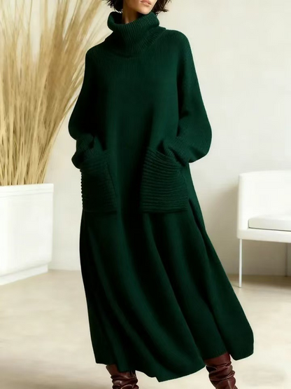 Glenda™ - Damen Oversized Strickkleid mit Rollkragen